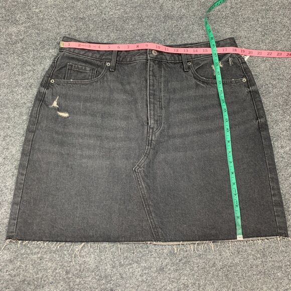 Old Navy Button Fly Jean Skirt Womens 16 Higher High Rise Secret Smooth Pockets - Picture 7 of 13